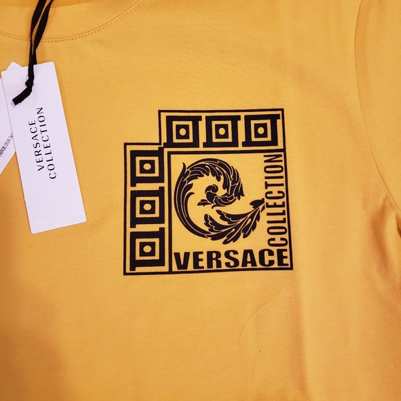 Versace Collection Men's Slim Fit Yellow T-Shirt - Picture 2 of 5